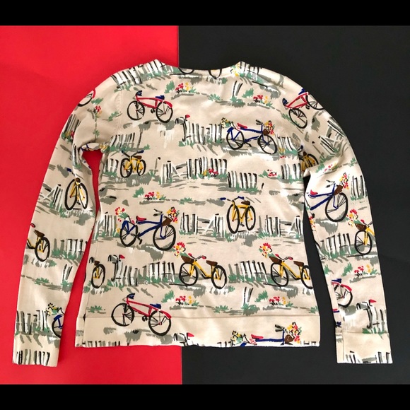 Charter Club cream bicycle pattern cardigan sweater - Picture 4 of 5